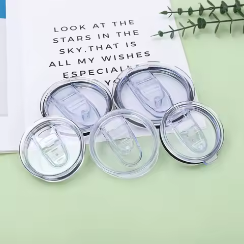 12oz 16oz 20oz 30oz Durable Slim Straight Cup Push Lid Sealed Leak-proof Transparent Slide Lid Simpl