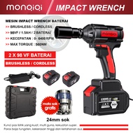 Monqiqi Bor impek pembuka baut motor Cordless Impact Wrench high torsi Brushless impact Baterai 98Vo