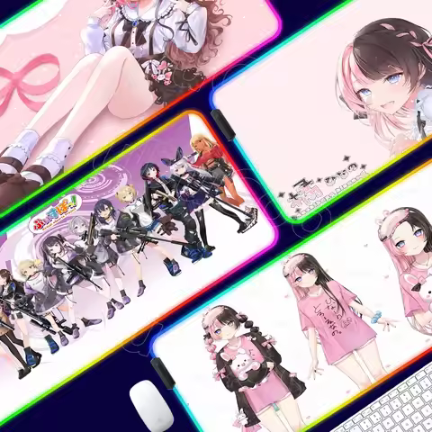 VSPO Girl RGB Mouse Pad Cute Virtual Hinano Tachibana Large Mousepad Computer Keyboard Pad Anime Pc 