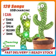[READY STOCK] Dancing Cactus  Singing Tiktok Talking Cactus Twisted Plushie Cactus Can Talk Record Music Toys 120 Songs