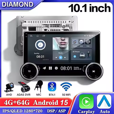 Android 15 2Din Car Radio Carplay Universal Android Audio Auto Multimedia Video Player 10.1 inch DSP
