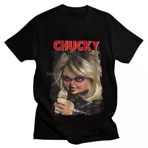 Male Childs Play T-Shirt Graphic Horror Movie Tiffany Bride Of Chucky Tshirt Hip Hop T Shirt Cotton 