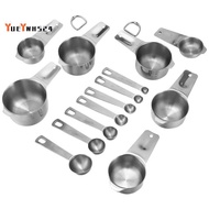 Stainless Steel Measuring Cups and Spoons Set of 14 Pieces,7 Nesting Cups and 7 Stackable Spoons Pro