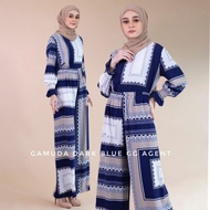 2 PCS GAMUDA SUIT SET FREE SIZE PLUS SIZE KOREAN WOMEN WIDE LEG LONG SLEEVE PANTAI VACATION HOLIDAY 