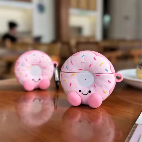 For Apple AirPods 1 2 3 4 Pro 2 Case 3D Cute Cartoon Donut Silicone Earphone Protective Case Headpho