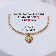 RANTAI TANGAN BIJI SAWI EMAS 916 PRELOVED 9.76G