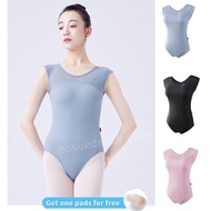 Ballet Dance Leotards Women Irregular Mesh Splicing Sleeveless Ballet Leotard Adult Gymnastics Vest Pole Dance Bodysuit