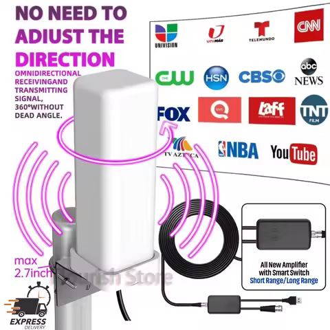 6000 Miles HDTV TV Antenna 1080P Outdoor HD 8K HD 1080P Digital 360° Signal Amplified Booster 35DBI 