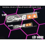 [ 1 STAMP ] STA GE 6 WHITE SIDE DECAL STICKER (RECOVERABLE) CAR DECORATION STICKER