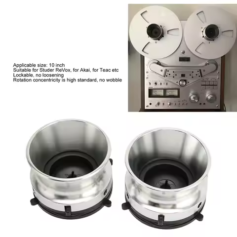 1 Pair NAB Hub Adapters Polished Aluminium 10 Inch Opener Universal Loading Device for Studer ReVox 