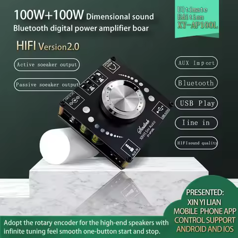 Bluetooth 5.0 AP100L 2.0 Digital Power Audio Amplifier board 50WX2 100W*2 Stereo AMP Amplificador Ho