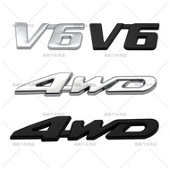 4WD 4WD Car Logo V6 Car Sticker Suitable for Henlanda Metal Modified Car Logo Displacement Logo20260