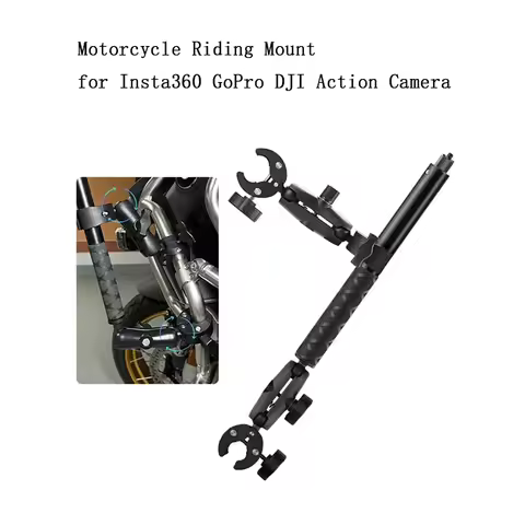 Motorcycle Double Socket Arm Clamp Clip+1.5m Extended Selfie Stick for Insta360 X5 X4 X3 GoPro 13 12