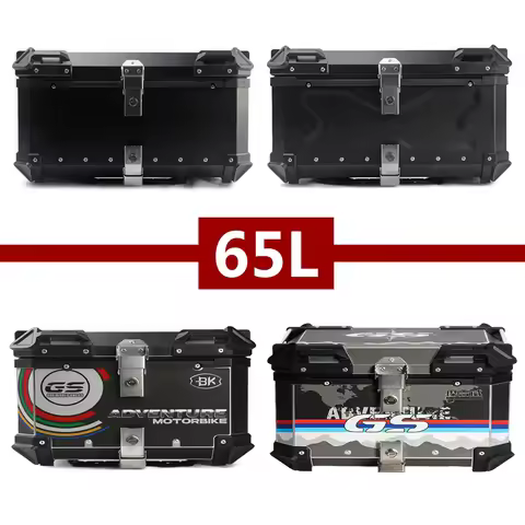 65L Motorcycle Aluminum Box Top Case Moto 65L Rear Luggage Trunk Large Capacity Motorcycle Tail Box 