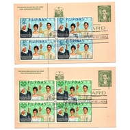 1966 President Imelda + Ferdinand E. Marcos Oath Taking Stamps on Post Card First Day Issued Stamps