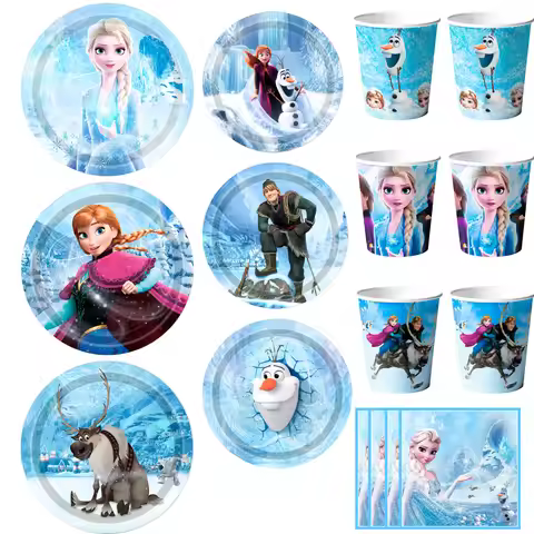 120 Pcs Frozen Birthday Party Decorations Tableware-Frozen Birthday Plates Napkins Cups for Elsa Fro