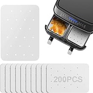 200 Pcs Air Fryer Paper Liners, Air Fryer Parchment Paper Liners for Ninja Foodi Dual Air Fryer, Non
