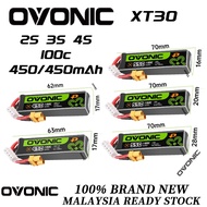 OVONIC 450mAh 550mAh 100C 2S 7.6V 3S 11.4V 4S 15.2V Lipo Battery With XT30 Plug for RC FPV Racing Dr
