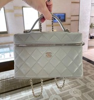全新 正品 Chanel lp 飯盒子 淺灰色 25b Vanity Case 手提包