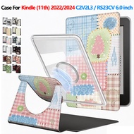 For Kindle (11th Gen) 2022 2024 6.0 inch C2V2L3 RS23CV Painted Flip Cover E Book Case