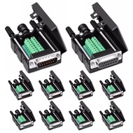 Willwewon 10PCS (5PCS Male 5PCS Female) DB15 Solderless Breakout Connector, RS232 D-SUB DB15 Serial