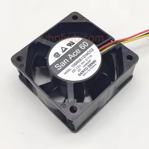 Sanyo Denki 109R0612H4D22 DC 12V 0.11A 60x60x25mm 3-Wire Server Cooling Fan