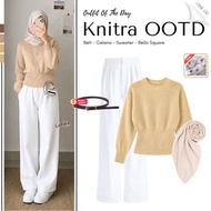 Hijab Look Set (Sweater + Pants + Bella Square) One Set Casual TrendyWanita - GNK150