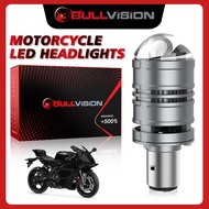 BULLVISION Ba20d H4 LED Projector Motorcycle Headlight Bulbs H4 High Low Lens Light Fog lamp Plug&Pl