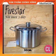 3-bottom Stainless Steel Pot-Fivestar-28-30cm-Use Tan Hop Thanh-Durable, Beautiful-Glossy-Genuine-Cheap Induction Hob