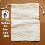 𝙍𝙪𝙠𝙖 𝙃𝙖𝙫𝙚𝙣 Tas Serut Blacu Bahan Kain Tebal Polos 27.5 x 21 cm | Drawstring Pouch Bag Kanvas Besar S