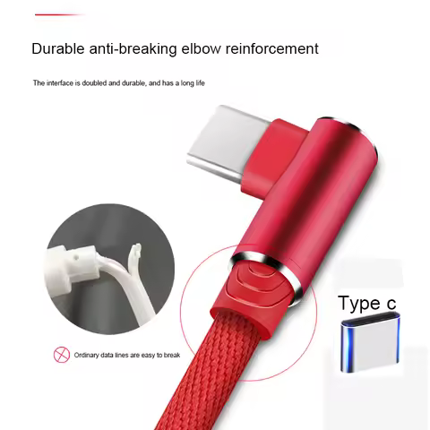 1m 2m 3m 90 angle USB C Type C Cable Charger Wire For Samsung Huawei Xiaomi USB-C USBC Type-C Long F