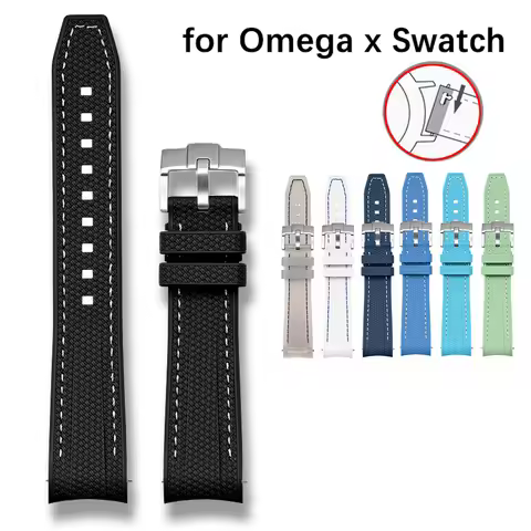Liquid Silicone Watch Strap 20mm for Omega X Swatch MoonSwatch Quick Release Men Women Curved End Re