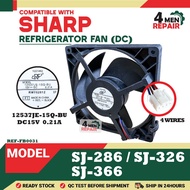 (12.5CM) SJ-286 / SJ-326 / SJ-366 SHARP REFRIGERATOR FAN KIPAS PETI SEJUK 4 WIRES 12537JE-15Q-BU DC1