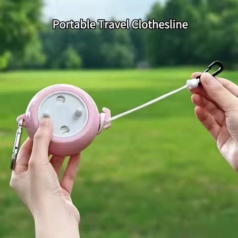 8M Retractable Clothesline Portable Travel Drying Rope Windproof Anti-Slip Laundry Line for Hotel Ca