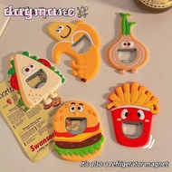 DAGMARC Coke Bottle Opener, Burger Stainless Steel Fridge Magnet Bottle Opener, Creative Magnetic Ba