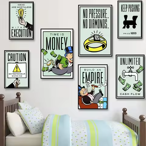 1pc frameless Canvas Phenomenal Level Wall Art Monopoly Money Inspirational HD Canvas Poster Prints 