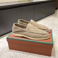 LP Men's Suede Loafers Business Casual Shoes Comfortable Flat Slip-On Men's Shoes Old Mone
