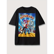 Futurama Cartoon Characters Graphic Print Casual T - Shirt for Anime - themed Events