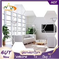 【rbkqrpesuhjy】Acrylic Hexagonal Mirror Wall Sticker, Self-Adhesive Tiles Suitable for Family Bedroom and Living Room Decoration