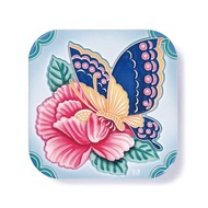 花磚陶瓷吸水杯墊-福蝶美滿