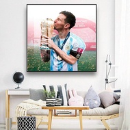 Tranh Treo Tường Laminate Tráng Gương - Cầu Thủ Bóng Đá Lionel Messi 3 Tường VIP