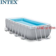 INTEX26784大家庭長方形管架游泳池支架戲水池送過濾泵扶梯