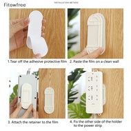 Fitow Wall-Mounted Holder Storage Hook Punch-Free Plug Racks Extension Sockets Fixer Cable Wire Organizer Seamless Power Strip Holder FE
