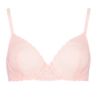 LA PERLA Rosa ลูกไม้ปักถ้วยบางเฉียบ V-Shape Bra เซ็กซี่พืช Florals รูปแบบคงที่สายคล้องไหล่คู่หญิงสาว