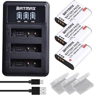 Batmax 3Pcs 1280mAh LI-90B LI-92B Battery + 3-Slots LED USB Charger with Type C Port for Olympus Tough TG-6, TG-5, TG-Tracker, Tough TG-1 iHS, TG-2 iHS, SH-50, SH-60, XZ-2 iHS,SH-1, SH-2 Cameras