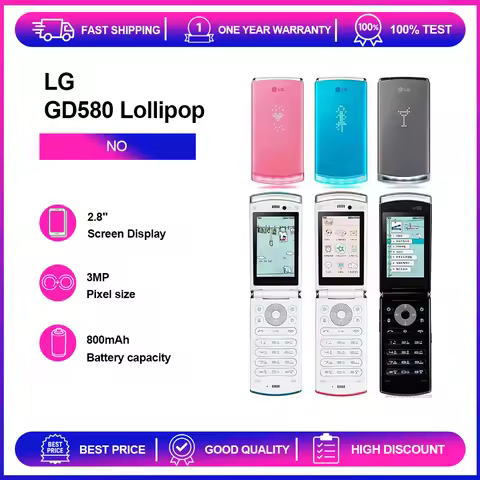 Original LG GD580 Lollipop 3G Mobile Phone 2.8'' Loudspeaker 3MP Camera SmartPhone