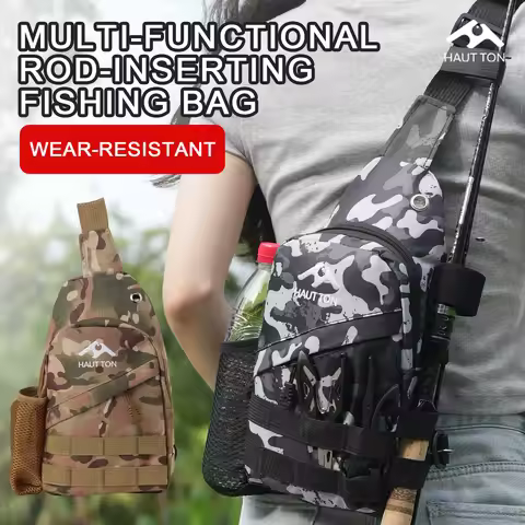 HAUT TON Outdoor Multifunctional Fishing Tackle Lure Rod Backpack Lightweight Portable Oxford Waterp