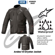 Alpinestars Andes V3 Drystar Waterproof Black Touring Jacket 100% Original From Authorized Dealer