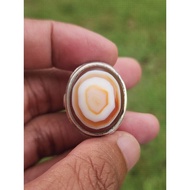 Cincin Perak Batu Akik Motif Bunga