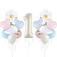 21pcs/set 1~9 Milk white digital balloon, goose daisy aluminum foil balloon, pink blue boy and girl 
